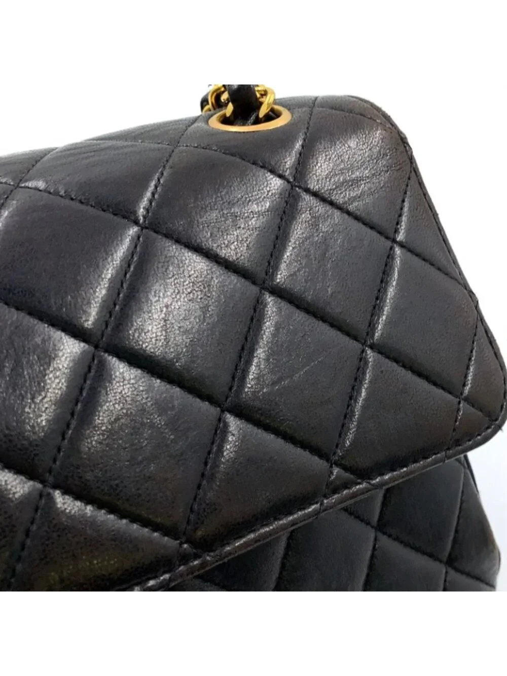 ★SOLD★ Chanel Double Face Quilted Lambskin Black Chain Shoulder Bag Silver - Picture 7 of 15